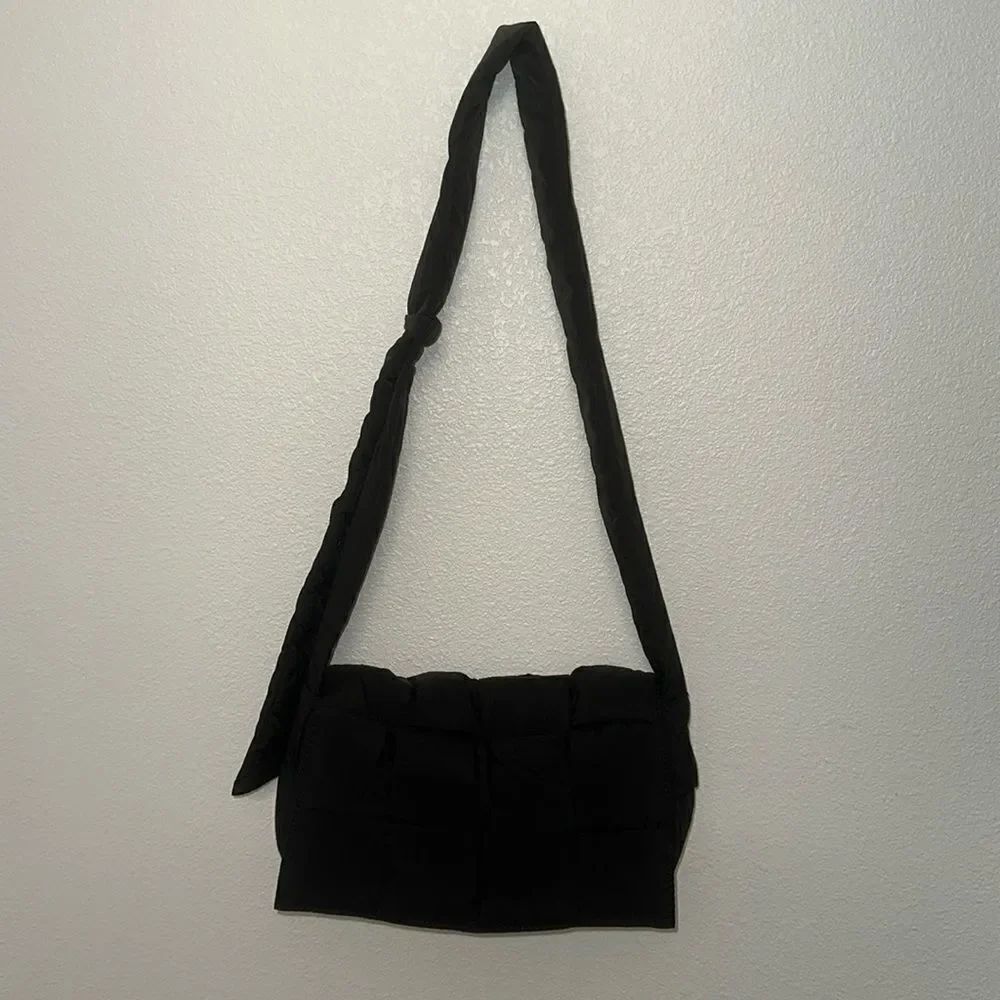 Black Woven Shoulder Bag